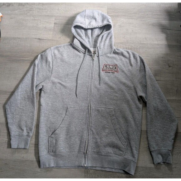 Hershey Park Candymonium Amusement Rides Full Zip Hoodie Men's Size Large Gray - Picture 1 of 11